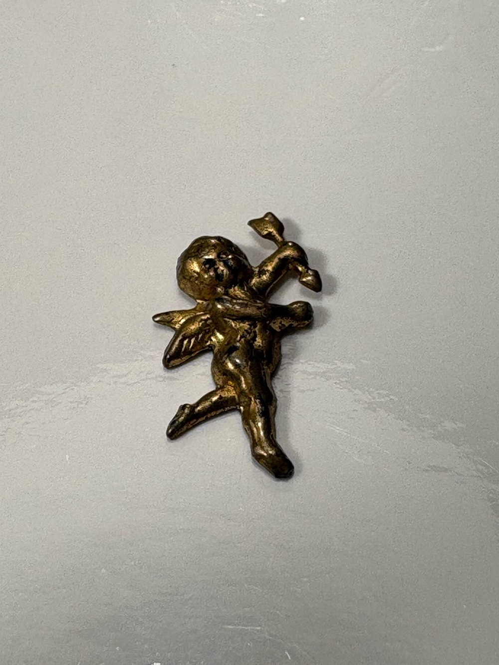 Vintage Micro Cupid Cherub with Arrow Stamping Charm Valentine Guardian Angel